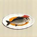 伝統的な調理法で用意された魚料理のアイコン。